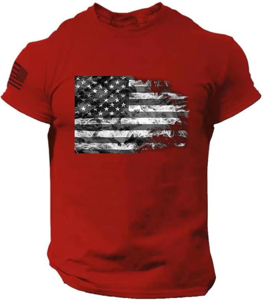 Summer Tops 4th of July Shirts for Men American Flag Patriotic Mens T-Shirts Short Sleeve Graphic Tees Muscle Top