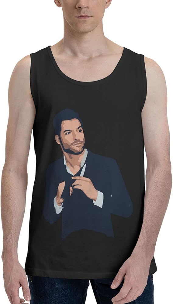 Tom Ellis Men's Tank Tops Classic Crew Neck Sleeveless Cotton Casual Sport T-Shirts Black