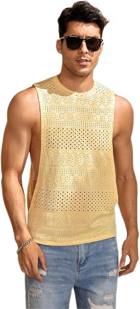 Men's T-Shirts Men Solid Schiffy Tank Top T-Shirts for Men