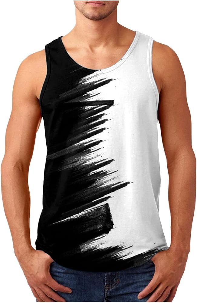 WENKOMG1 Mens Printed Tank Top Casual Work Out Sport T-Shirt Sleeveless Round Neck Tee Shirt