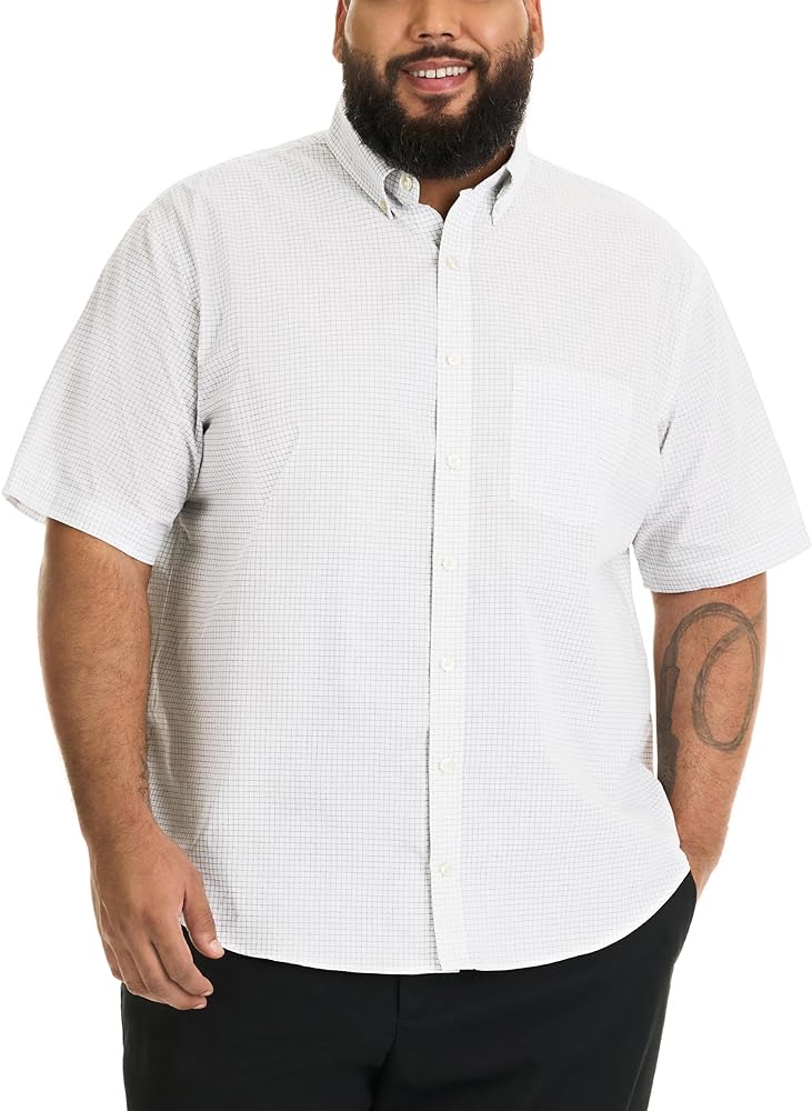 Van Heusen Mens Big And Tall Wrinkle Free Short Sleeve Button Down Check Shirt