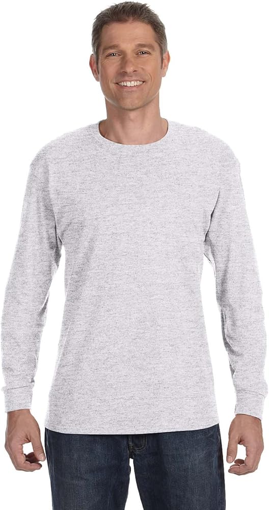 Hanes Mens Tagless 100% Cotton Long Sleeve T-Shirt - Ash SS-5586 XL