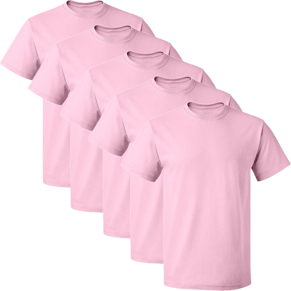 Fruit of the Loom Adult HD Cotton T-Shirt, Classic Pink, X-Large (Pack of 5)