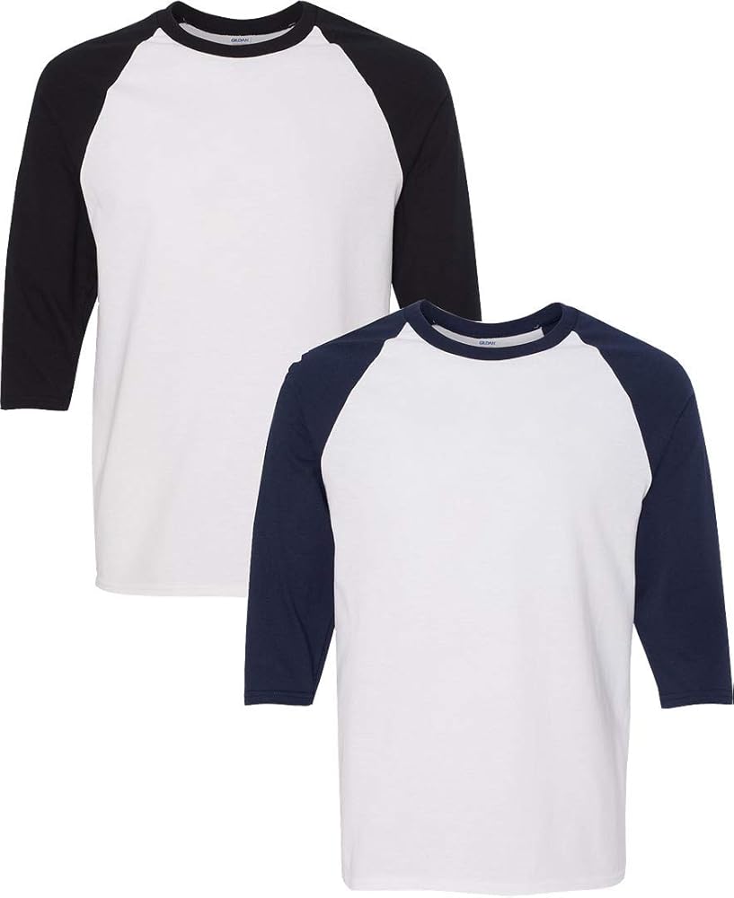 Gildan Mens Heavy Cotton ¾-Sleeve Raglan G5700 LRG-WBlack-WNavy