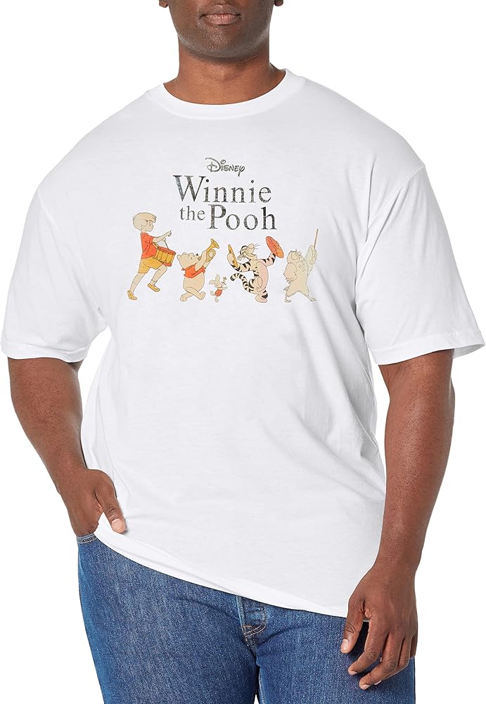 Disney Big & Tall Winnie Pooh Parade Men's Tops Short Sleeve Tee Shirt