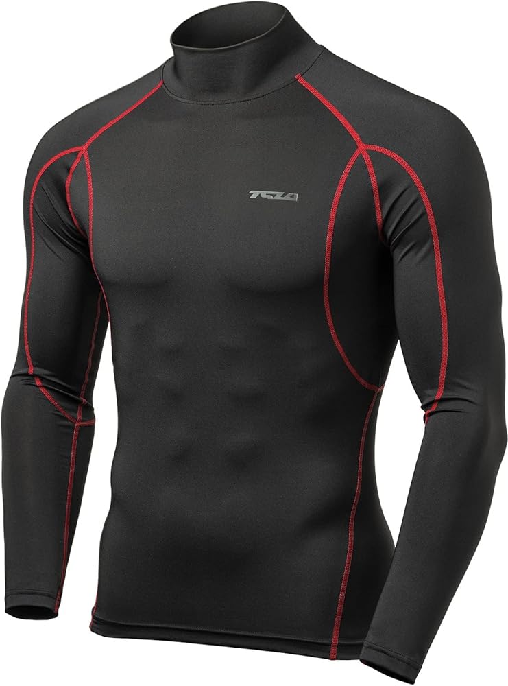 TSLA 1 or 3 Pack Men's UPF 50+ Mock Long Sleeve Compression Shirts, Athletic Workout Shirt, Base Layer for Water Sports