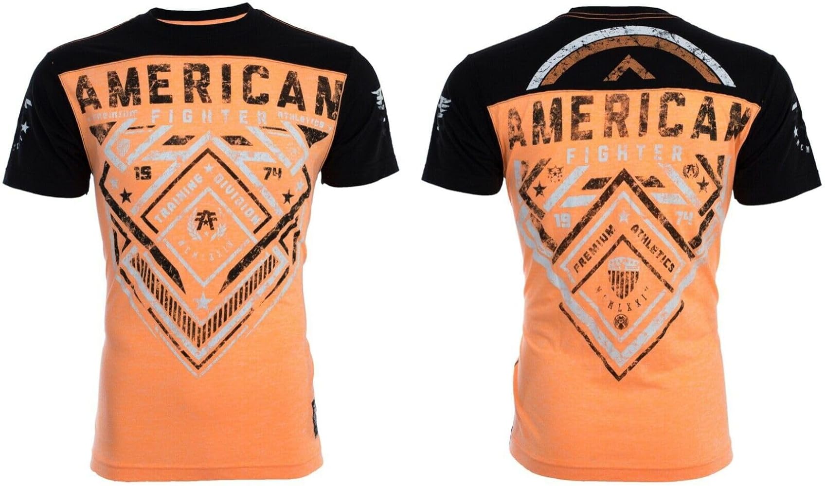 American Fighter Men's T-Shirt Martell Orange Black Athletic Fit Crewneck T-shirt L-3XL