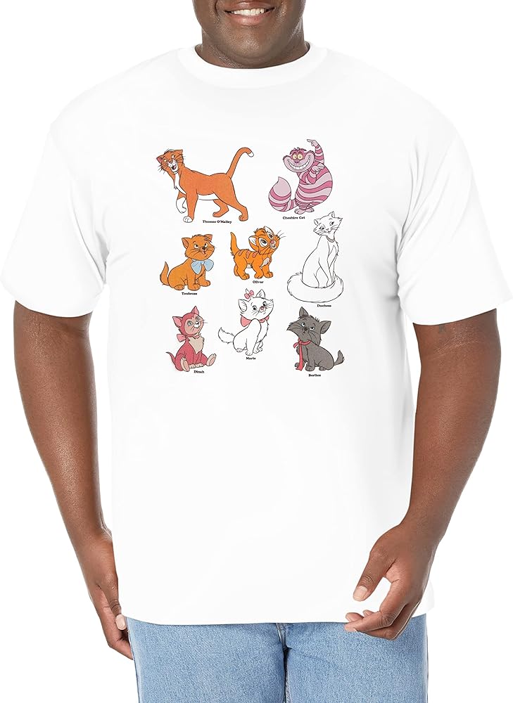 Disney Big & Tall Classic Cats Grid Men's Tops Short Sleeve Tee Shirt