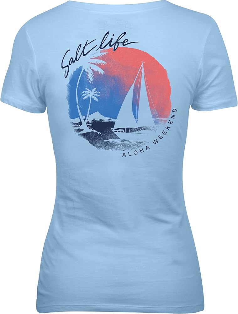 Salt Life Sailboat Island Short Sleeve Classic Fit Shirt, Airy Blue, Large