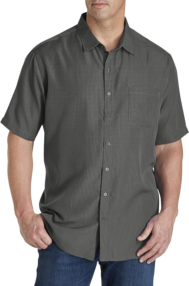 Harbor Bay by DXL Men's Big and Tall Microfiber Comfort Grid Sport Shirt