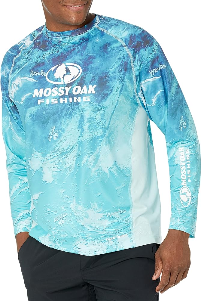 Mossy Oak Men's Fishing Shirts Long Sleeve with 40+ UPF Sun Protection