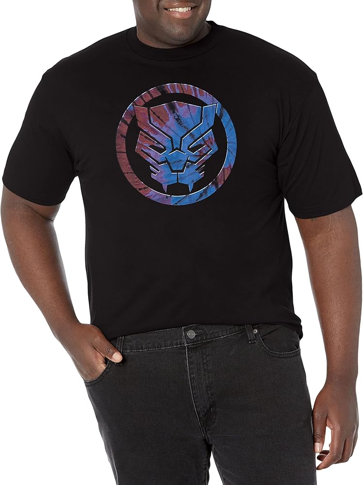 Marvel Big & Tall Classic Panther Tie-dye Men's Tops Short Sleeve Tee Shirt