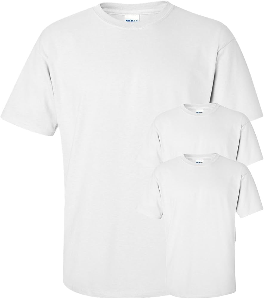 Gildan Mens Ultra Cotton T-Shirt 3 Pack (White, Small)