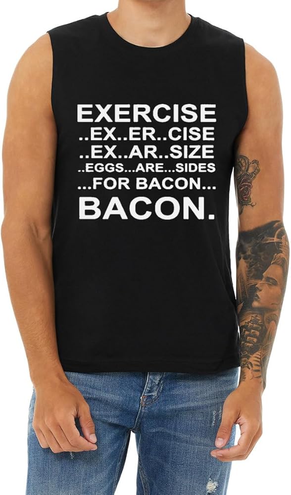 Funny Bacon T-Shirt Sleeveless Muscle Tee Mens Tank Tops