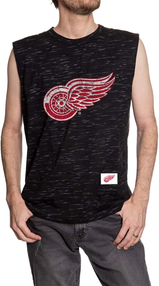 Calhoun NHL Men's Team Logo Crew Neck Space Dyed Cotton Sleeveless T-Shirt