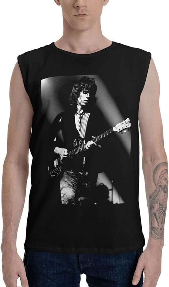 Mens T Shirt Sleeveless Crew Neck Cotton Classic Tee Shirts Tops Black