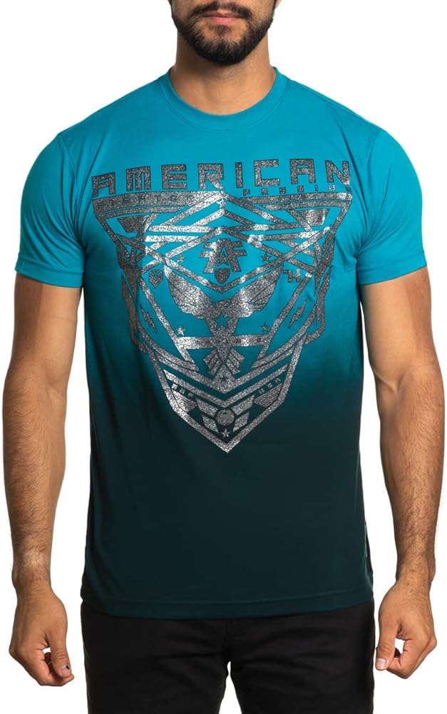 American Fighter Mens Texture T Shirts with Foil Application & High Density Ink