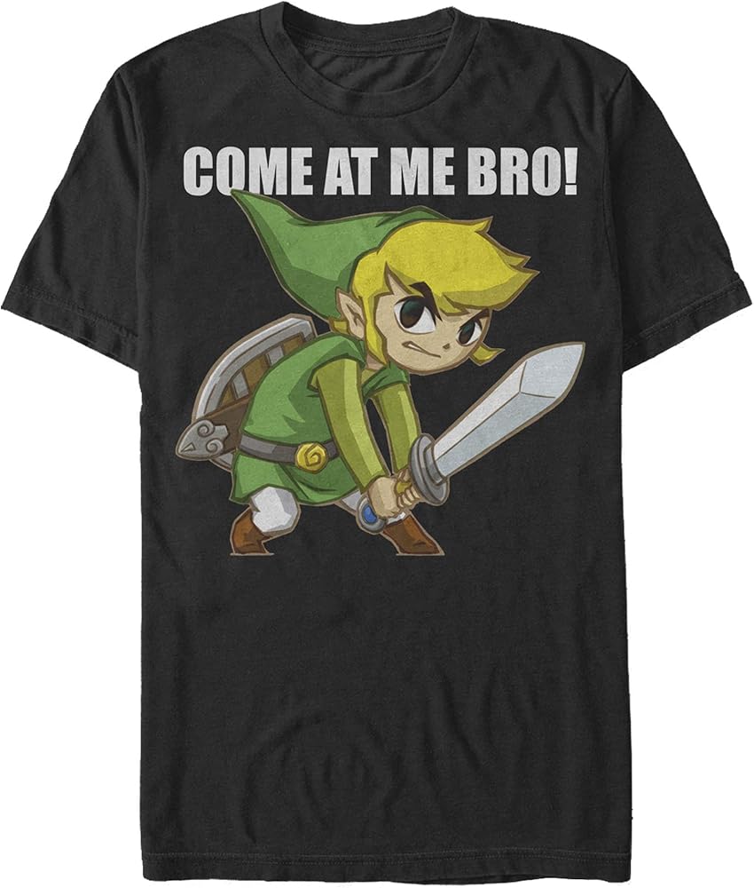 Nintendo Men's Legend of Zelda Come at Me Bro Link Action Pose T-Shirt