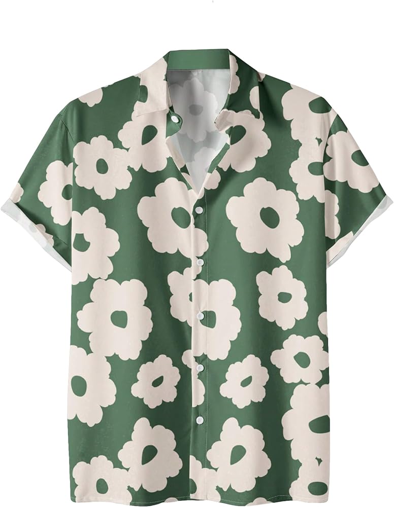 SOLY HUX Men's Floral Print Shirts Button Down Short Sleeve Summer Shirt