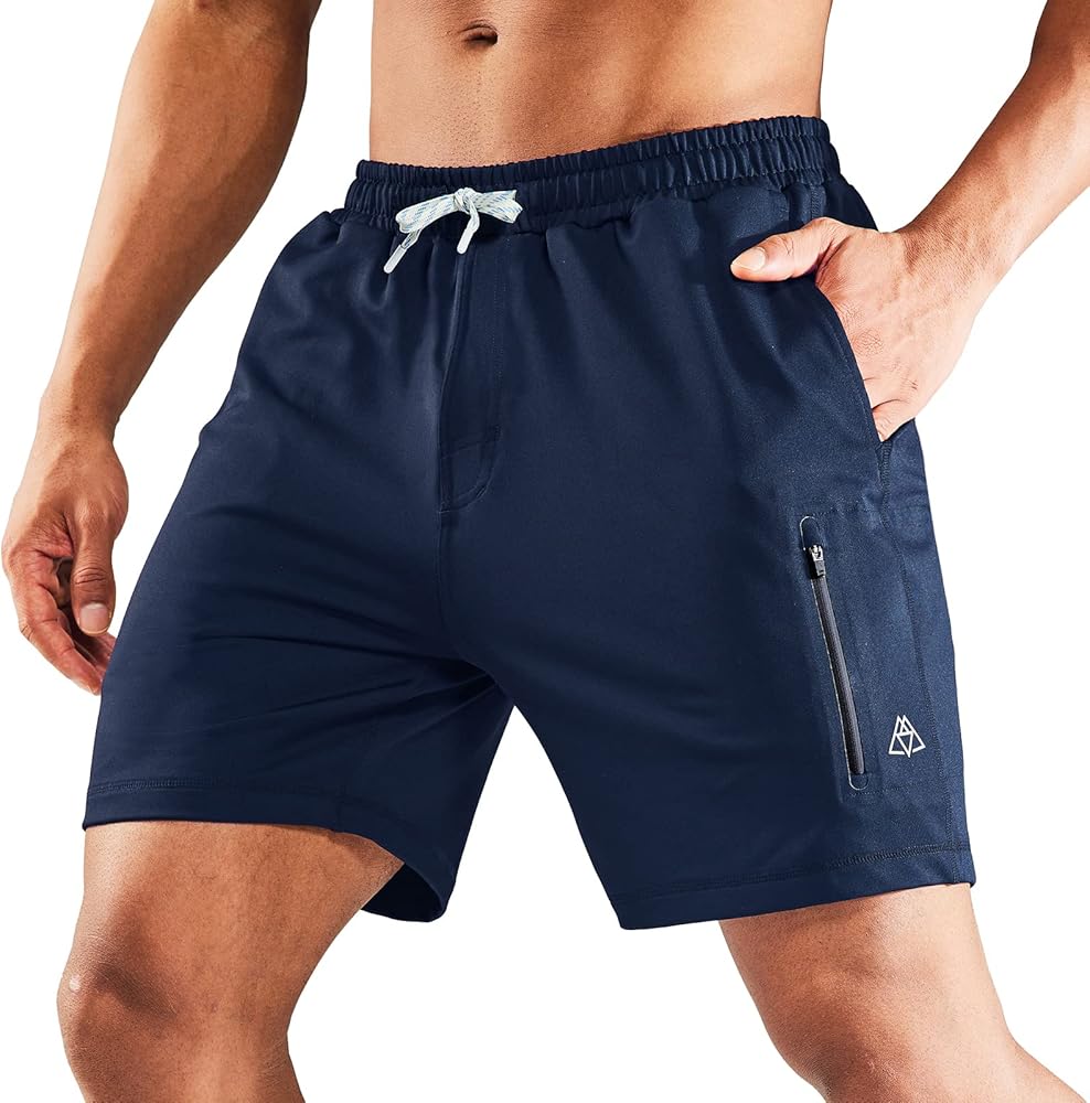 Haimont Men's 7" Inseam Athletic Gym Shorts with Pockets Dry Fit Running Hiking Outdoor Drawstring Shorts, Breathable