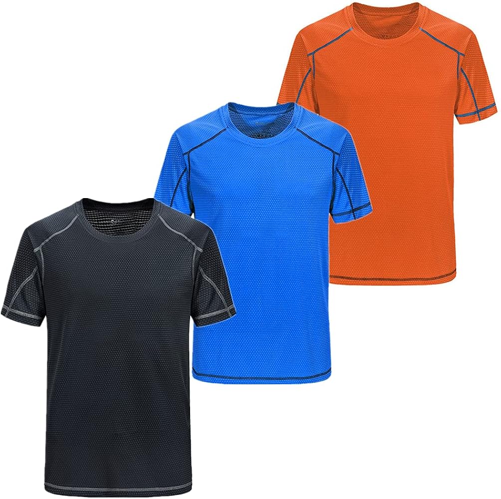 Men's Dry Fit Tshirt Short Sleeve Moisture Wicking Athletic Shirts Sport Active wear Tee Round Neck Workout Top