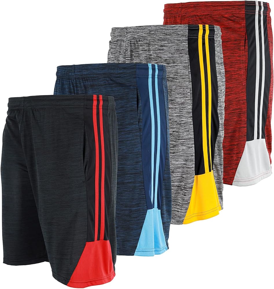 High Energy Long Basketball Shorts for Men, 4 Pack, Sports, Fitness, and Exercise, Athletic Performance