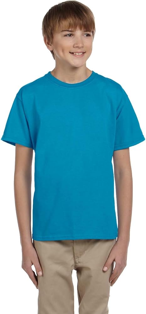 Hanes Youth 50/50 Short Sleeve T-Shirt, Teal, X-Small