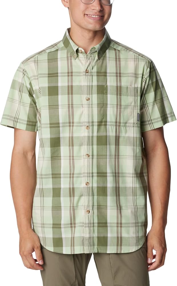 Columbia Men's Rapid Rivers II Short Sleeve Shirt, Sage Leaf Multi Plaid, XX-Large