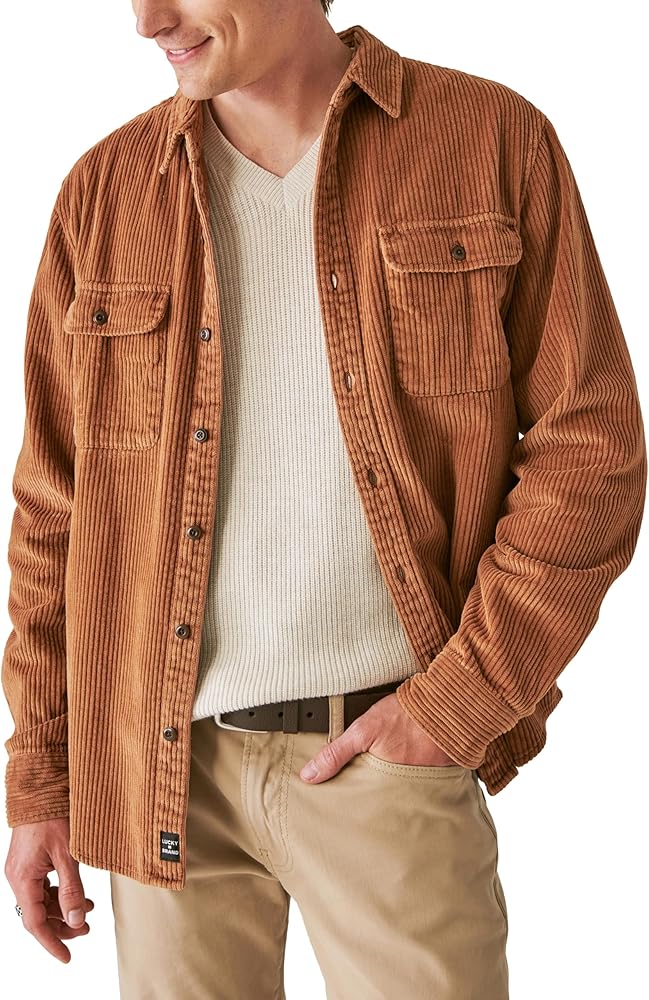 Lucky Brand Mens Corduroy Utility Long Sleeve Shirt