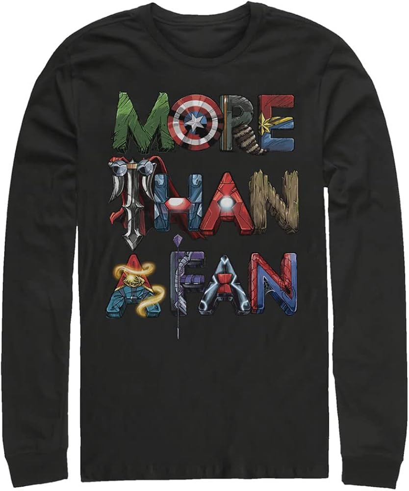 Marvel Big & Tall Men's Classic Fan Letters Tops Long Sleeve Tee Shirt