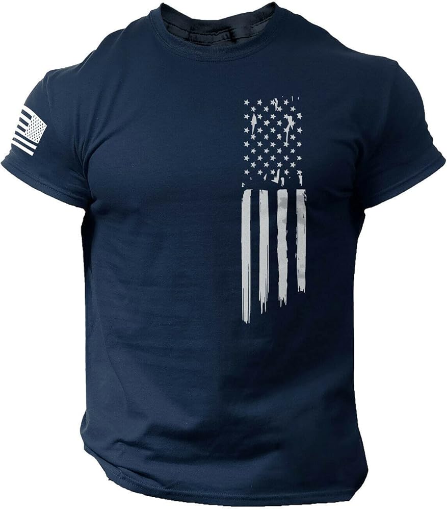 Mens American Flag T-Shirt Summer Casual Short Sleeve Graphic Tee Shirts Print Tops Cool Muscle Workout Patriotic Tee