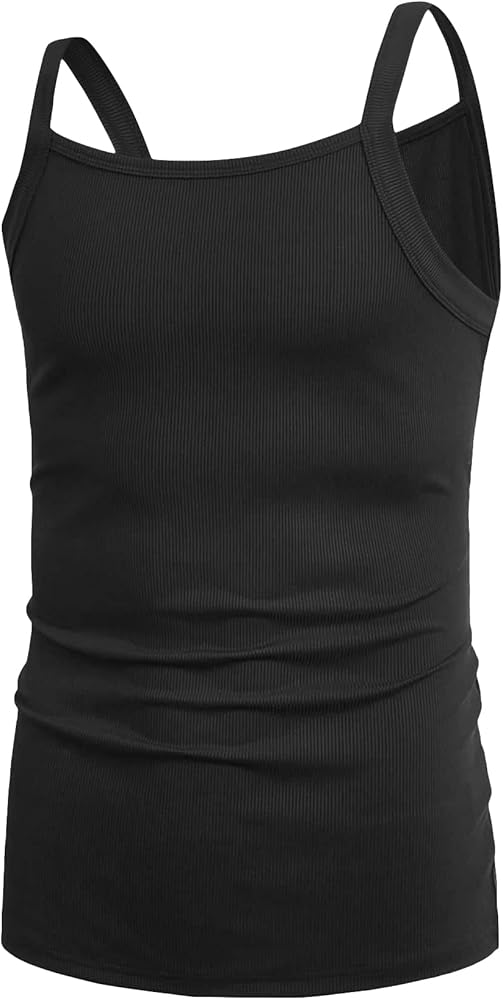 GORGLITTER Men's Casual Ribbed Knit Cami Top Sleeveless Spaghetti Strap Camisole