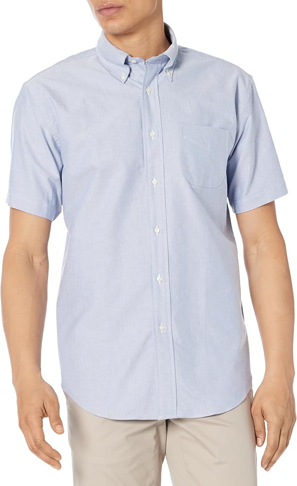 Brooks Brothers Men's Short Sleeve Button Down Original Oxford Cotton Solid Sport Shirt