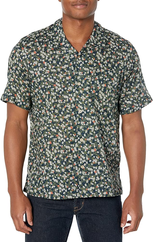 Naked & Famous Denim Men's Aloha Shirt Fit Button Down in Fruit Print-Navy