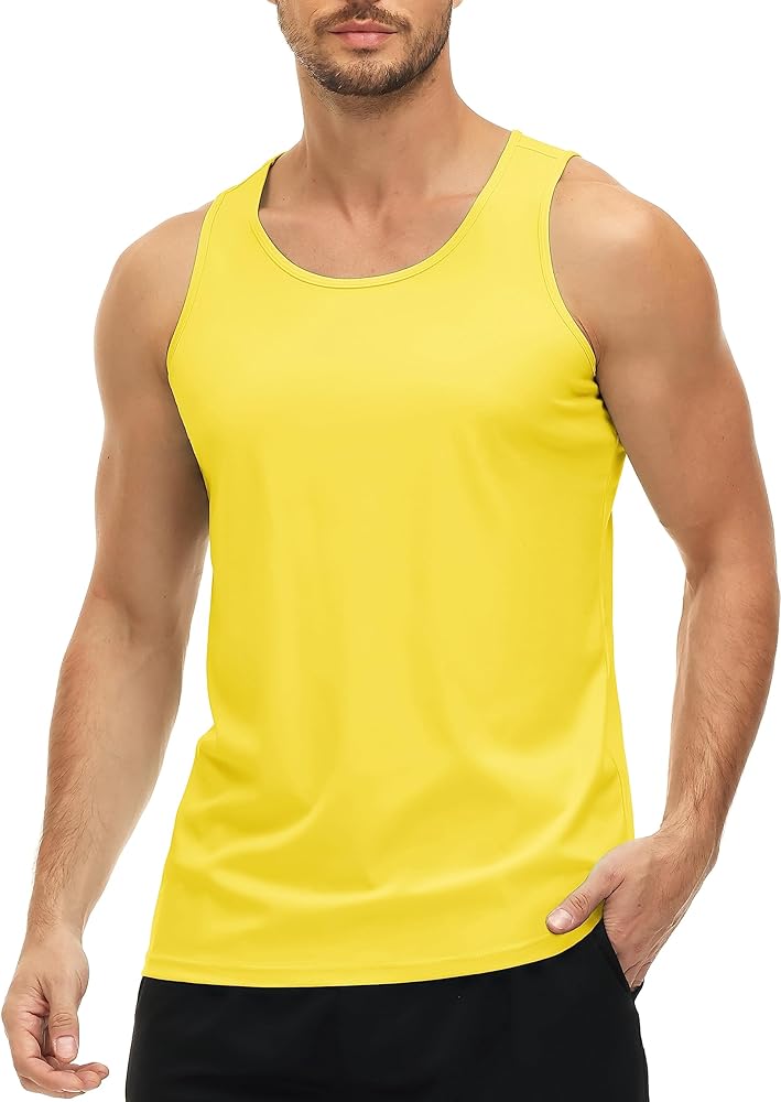 MAGCOMSEN Men's UPF 50+ Tank Top Quick Dry Summer Workout Muscle Sleeveless Shirts for Swim Beach Bodybuilding