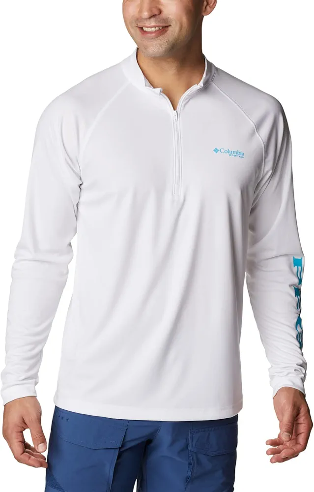 Columbia Men's Terminal Tackle 1/4 Zip, White/Atoll Logo, XX-Large