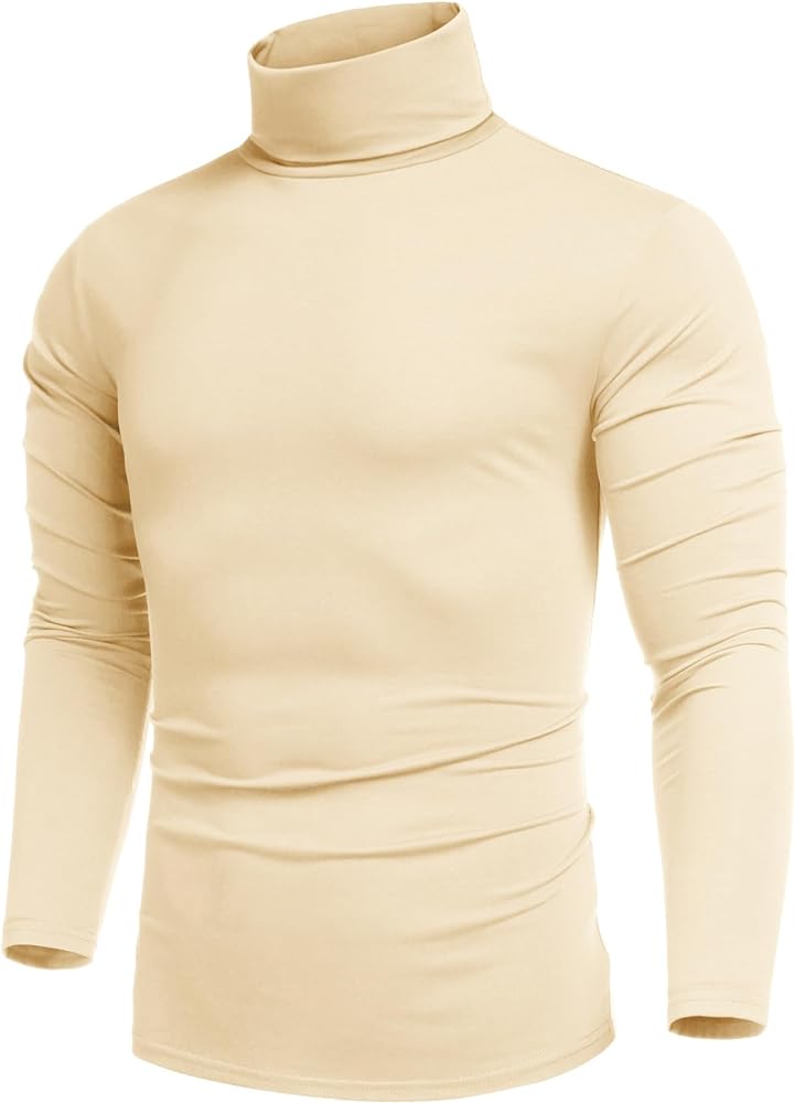 COOFANDY Men's Casual Slim Fit Turtleneck T Shirts Lightweight Basic Cotton Pullovers