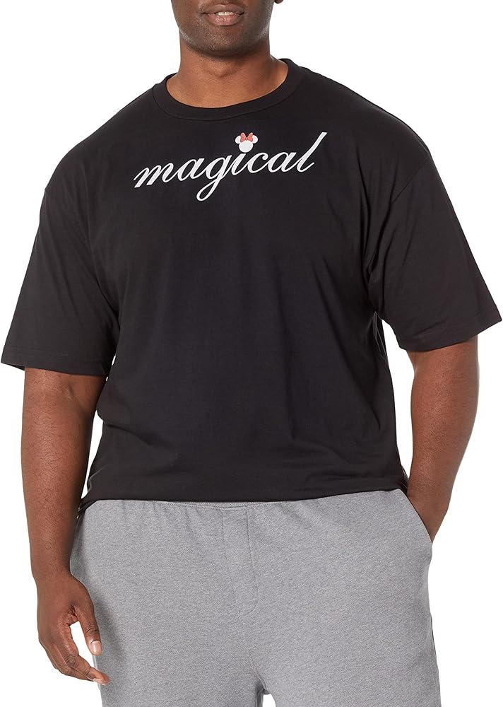 Disney Big & Tall Classic Mickey Minnie Magical Script Men's Tops Short Sleeve Tee Shirt