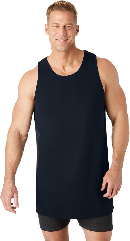 KingSize Men's Big & Tall Longer Length Ribbed Cotton Tank