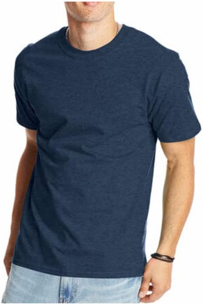 Hanes Unisex Beefy Heavyweight Cotton T-Shirt. Heather Navy