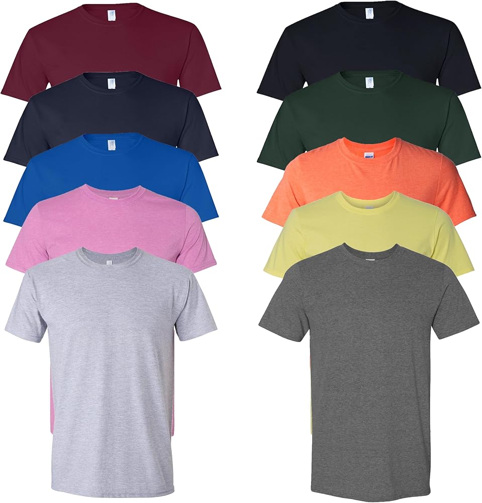 Gildan Unisex Softstyle Cotton T-Shirt, Adult Mens Tee, Multipack 1I3I6I10