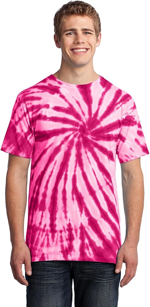 Port & Company Mens Essential Tie-Dye Tee, Large, Pink