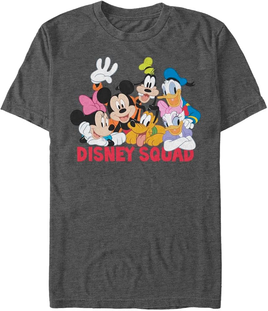 Disney Classic Mickey Squad Men's Tops Short Sleeve Tee Shirt, Charcoal Heather, 4X-Large Big Tall