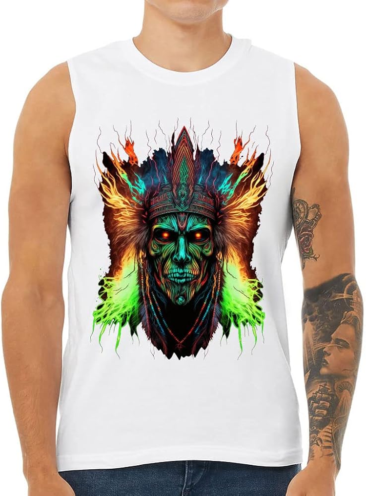 Creepy Shaman Men's Muscle Tank - Graphic Men's Sleeveless T-Shirt - Multicolor Tank