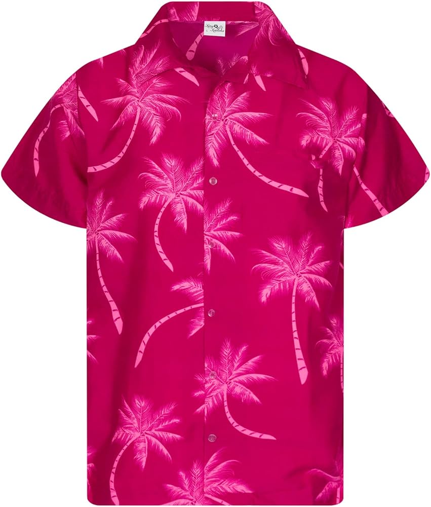 KING KAMEHA Men's Palm-Shirt Short-Sleeve Casual-Button-Down Hawaii-Vacation Palms-Allover Shadow-Optic