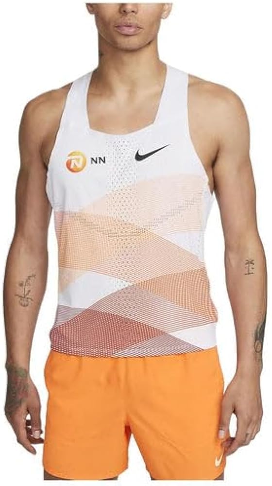 Nike Men's AeroSwift NN Running Singlet, White/Orange, XL