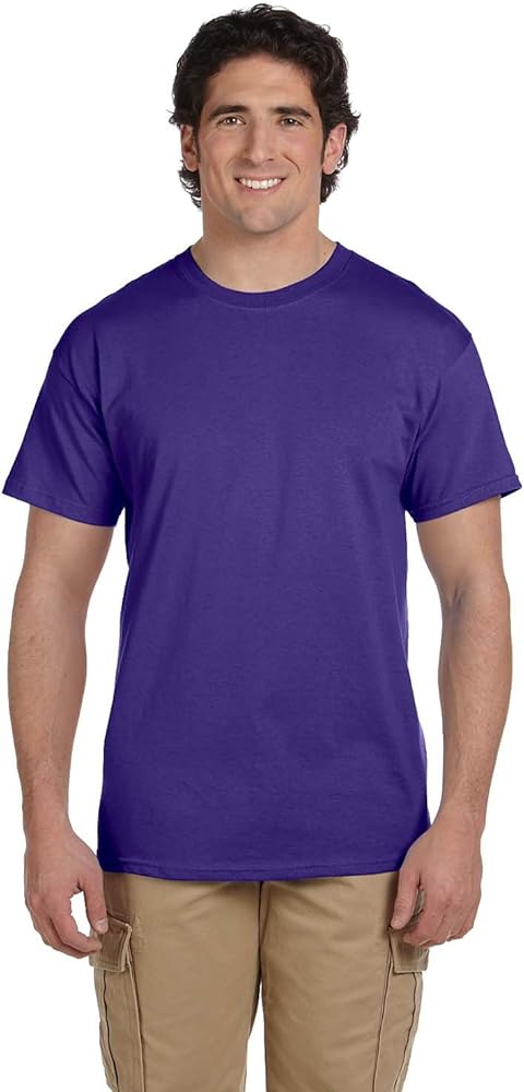 Fruit of the Loom mens 5 oz. 100% Heavy Cotton HD T-Shirt(3931)-PURPLE-XL