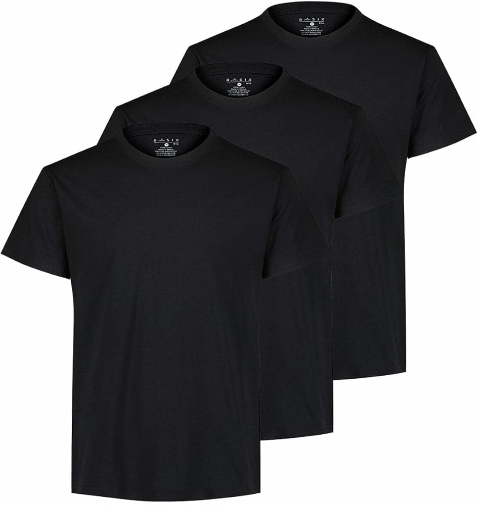 Basix & Co. Regular Fit Cotton Crew Neck Style T shirt |Pack of 3 and Pack of 5 Black Shirts