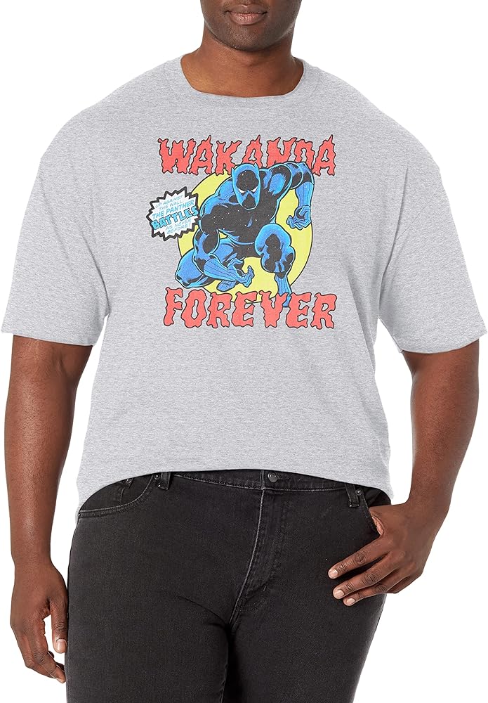 Marvel Big & Tall Classic Panther Battles Men's Tops Short Sleeve Tee Shirt