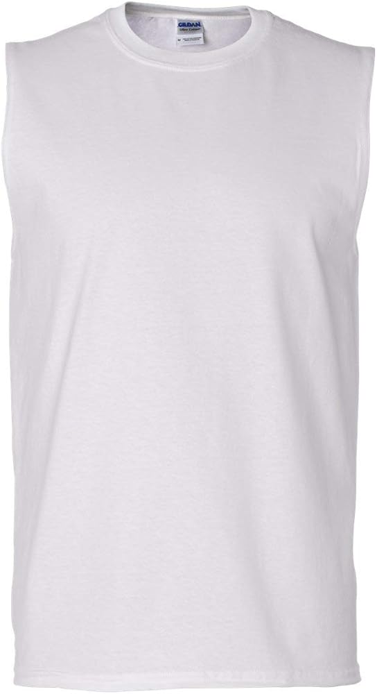 Gildan Mens 6.1 Oz. Ultra Cotton Sleeveless T-Shirt (2700) -White -M